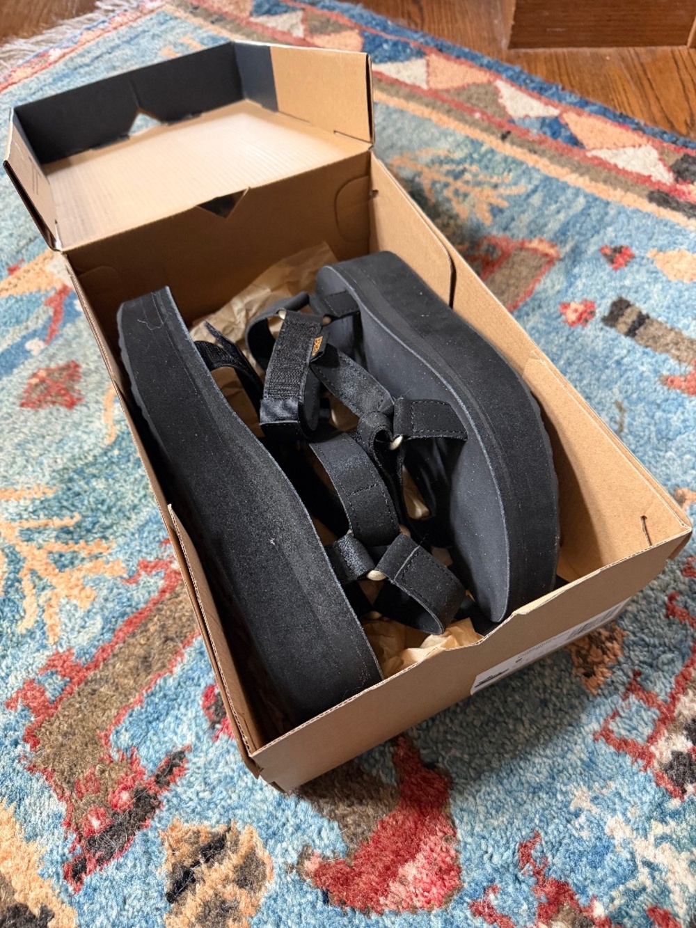 NEW Teva Flatform Universal Up Leather Platform Sandals Black | Size 8